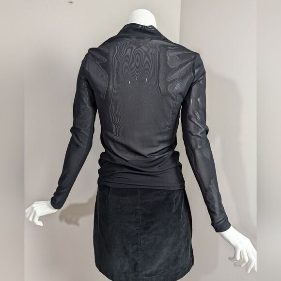 Black celestial mesh top stars embroidered stretch mockneck womens xs - Picture 5 of 8